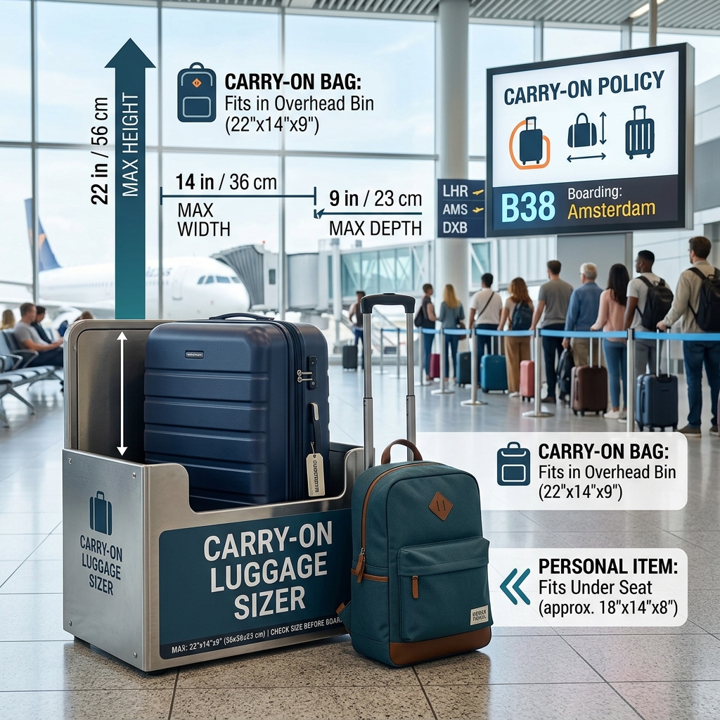 Guía de Equipaje de Mano y Medidores de Aerolíneas